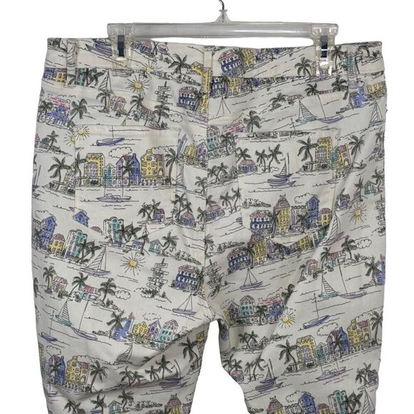 Talbots Jegging Crop Tropical Printed Beach Denim Ankle Pants Size 16P - Picture 5 of 10